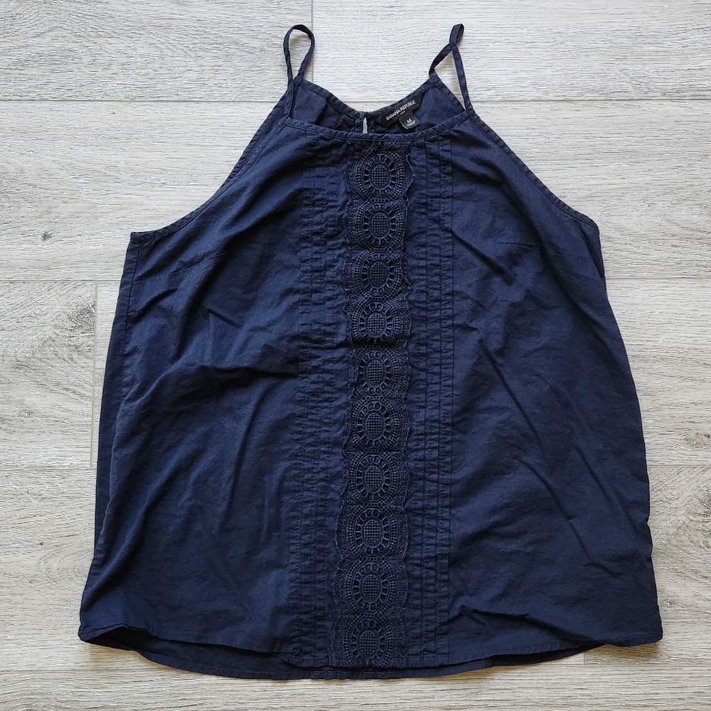Banana Republic Navy Blue Tank Top Womens Medium Crochet Lace